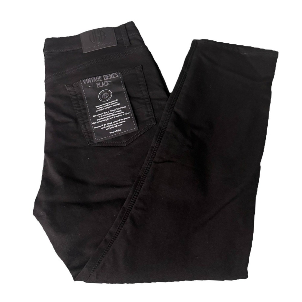 VGB Vintage Genes Black Men's Denim Jeans Black 36W X 30L Slim Fit Stretch New